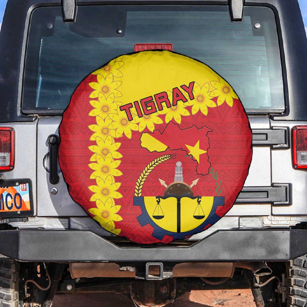Tigray Ethiopia Spare Tire Cover Tigray Seal With Flag Map - African Pattern