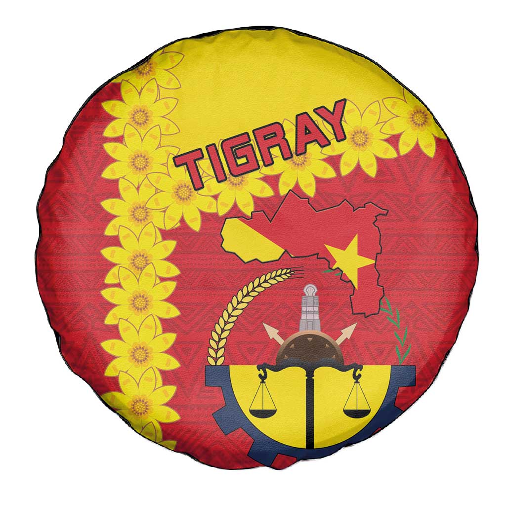 Tigray Ethiopia Spare Tire Cover Tigray Seal With Flag Map - African Pattern