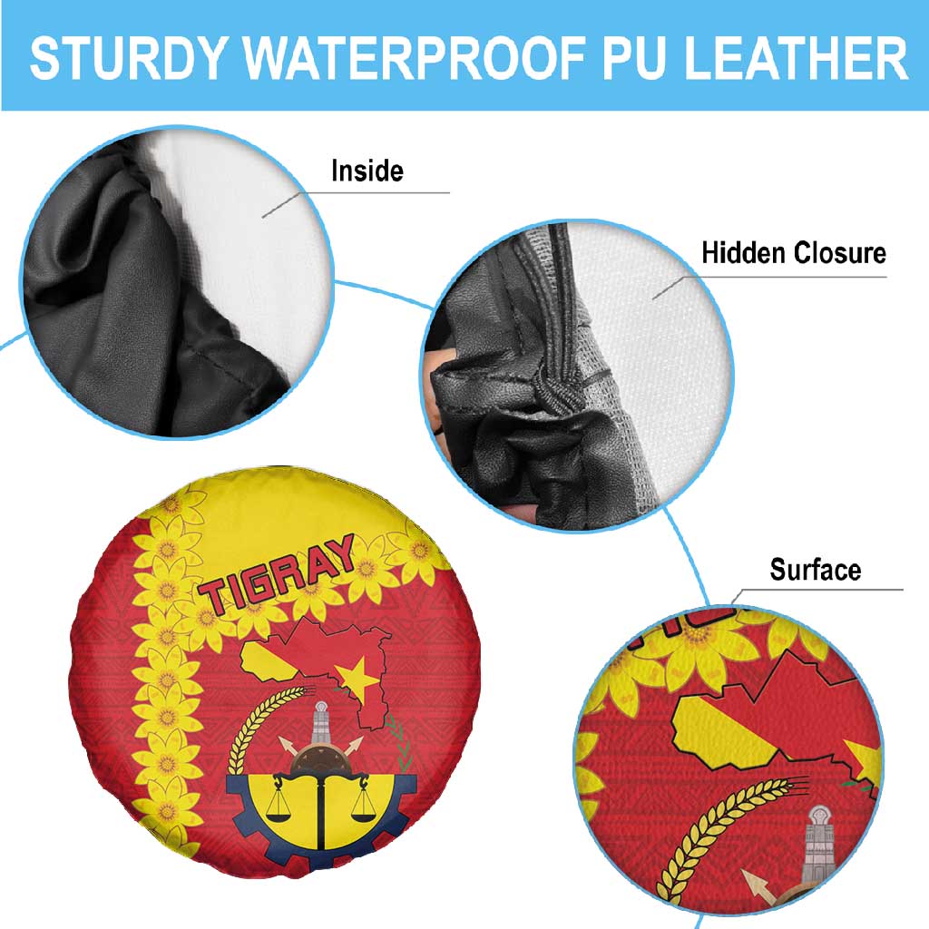 Tigray Ethiopia Spare Tire Cover Tigray Seal With Flag Map - African Pattern
