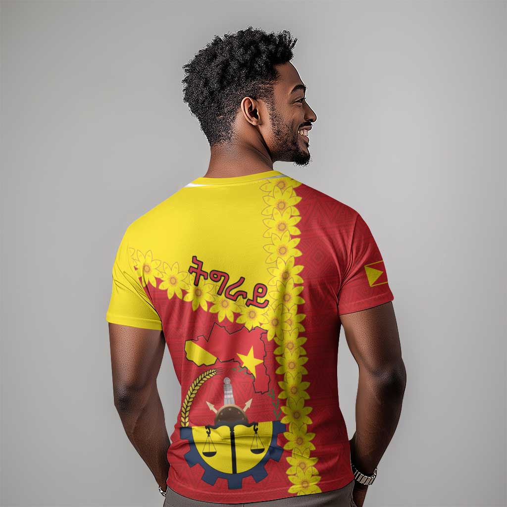 Tigray Ethiopia T shirt Tigray Seal With Flag Map - African Pattern
