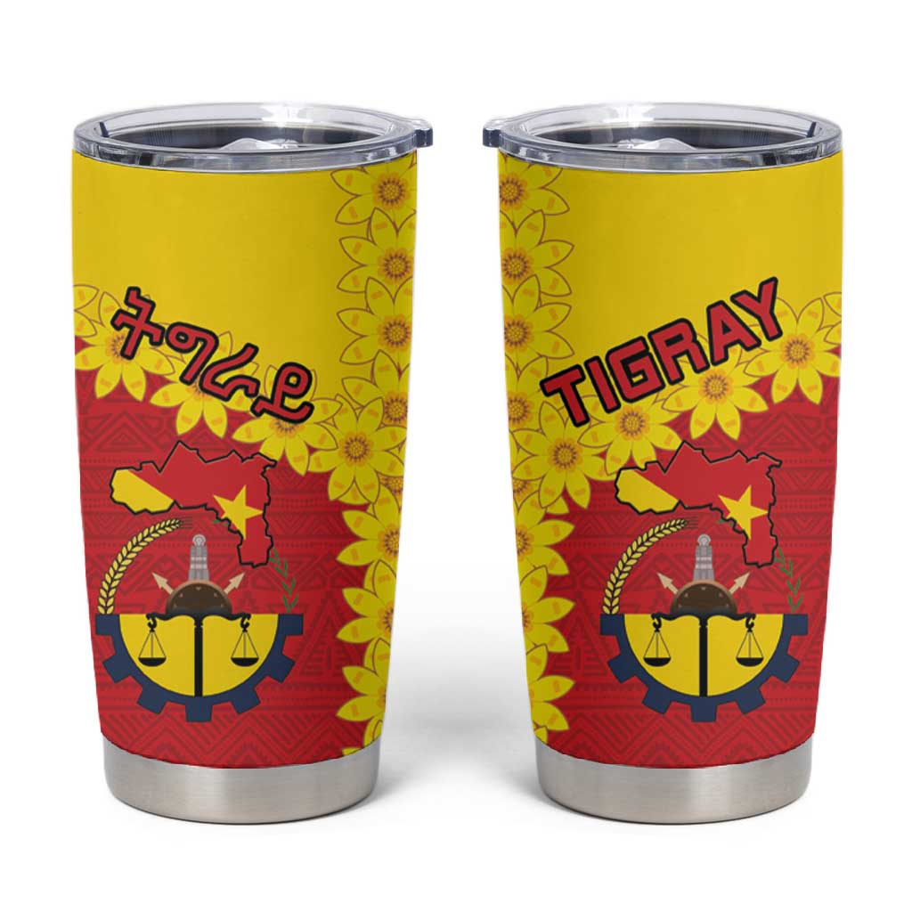 Tigray Ethiopia Tumbler Cup Tigray Seal With Flag Map - African Pattern