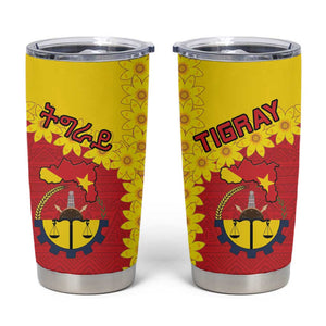 Tigray Ethiopia Tumbler Cup Tigray Seal With Flag Map - African Pattern