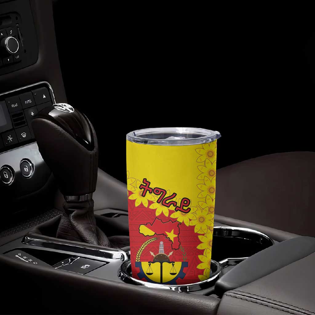Tigray Ethiopia Tumbler Cup Tigray Seal With Flag Map - African Pattern