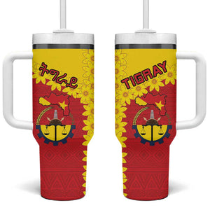 Tigray Ethiopia Tumbler With Handle Tigray Seal With Flag Map - African Pattern