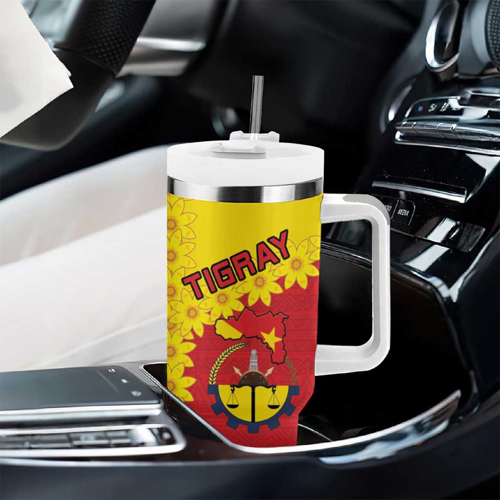 Tigray Ethiopia Tumbler With Handle Tigray Seal With Flag Map - African Pattern