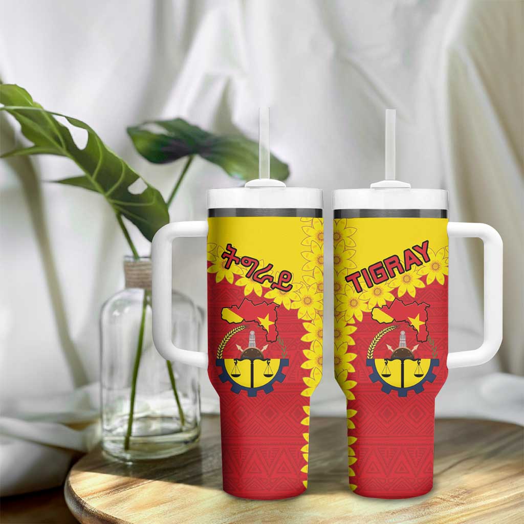 Tigray Ethiopia Tumbler With Handle Tigray Seal With Flag Map - African Pattern