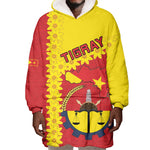 Tigray Ethiopia Wearable Blanket Hoodie Tigray Seal With Flag Map - African Pattern