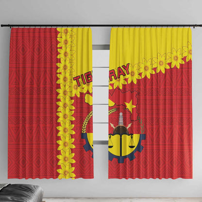 Tigray Ethiopia Window Curtain Tigray Seal With Flag Map - African Pattern