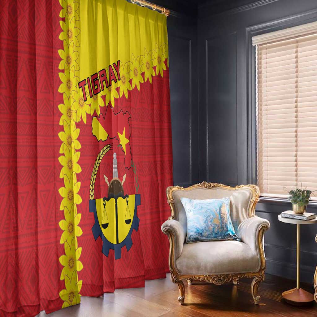Tigray Ethiopia Window Curtain Tigray Seal With Flag Map - African Pattern