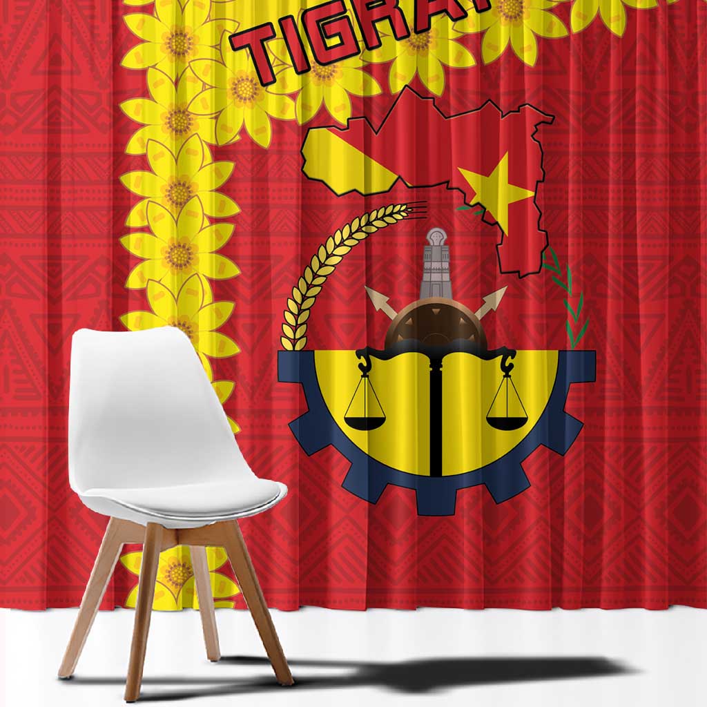 Tigray Ethiopia Window Curtain Tigray Seal With Flag Map - African Pattern