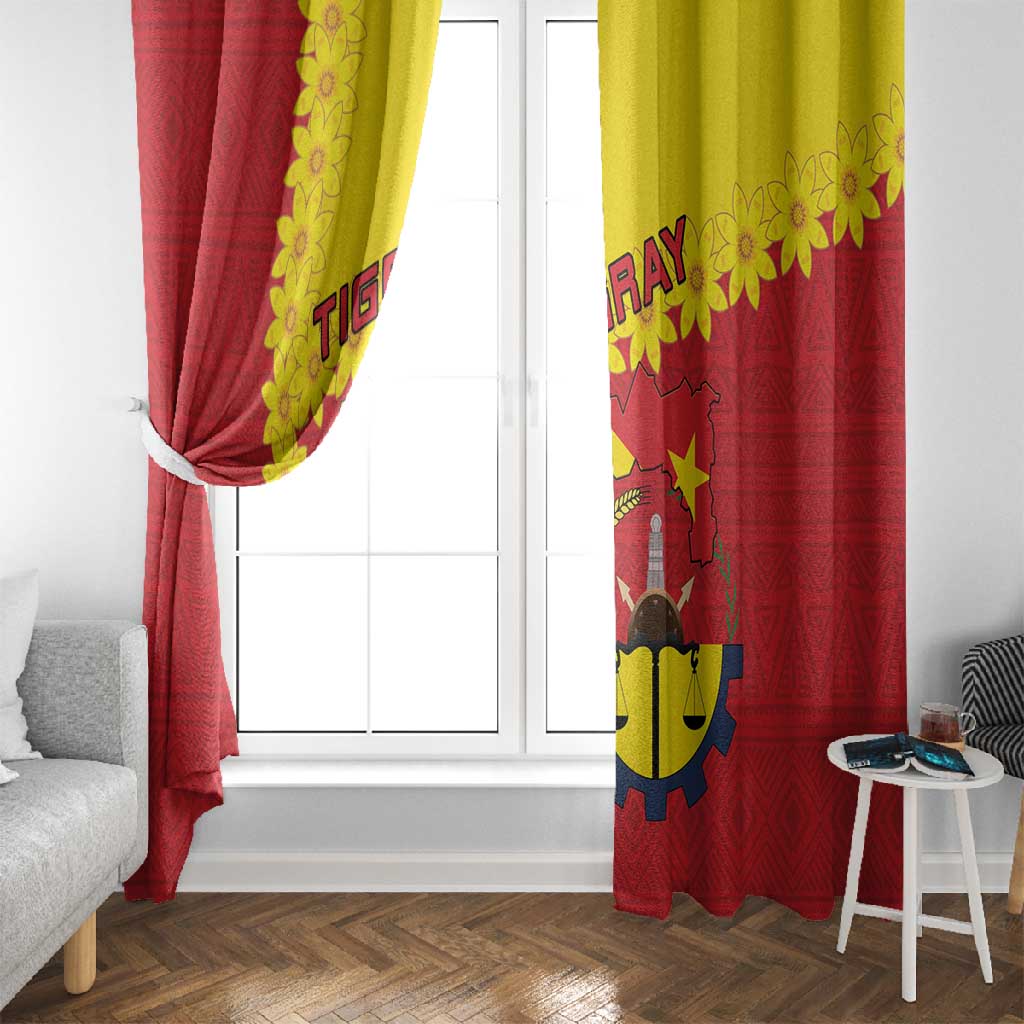 Tigray Ethiopia Window Curtain Tigray Seal With Flag Map - African Pattern