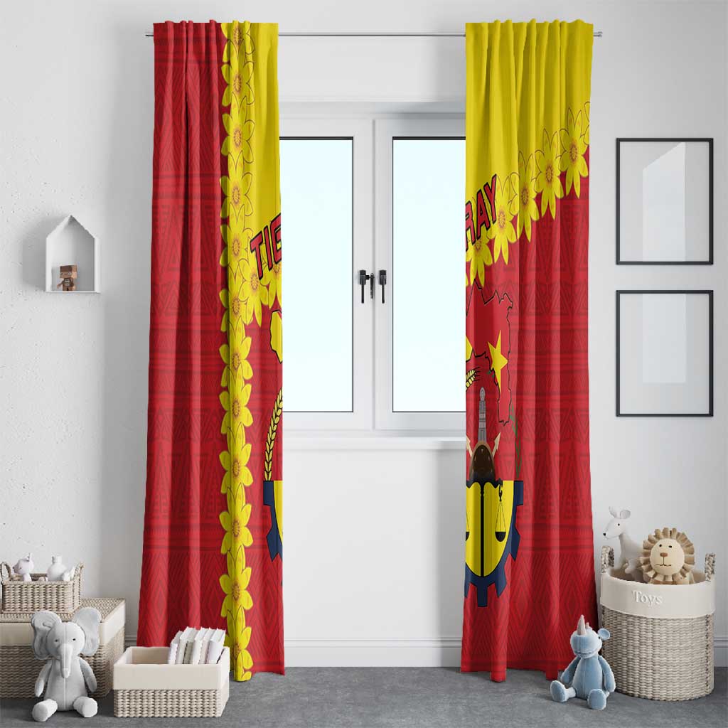 Tigray Ethiopia Window Curtain Tigray Seal With Flag Map - African Pattern