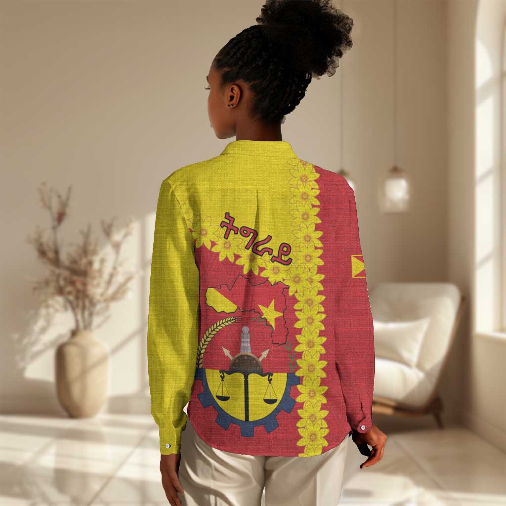 Tigray Ethiopia Women Casual Shirt Tigray Seal With Flag Map - African Pattern LT15