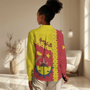 Tigray Ethiopia Women Casual Shirt Tigray Seal With Flag Map - African Pattern LT15