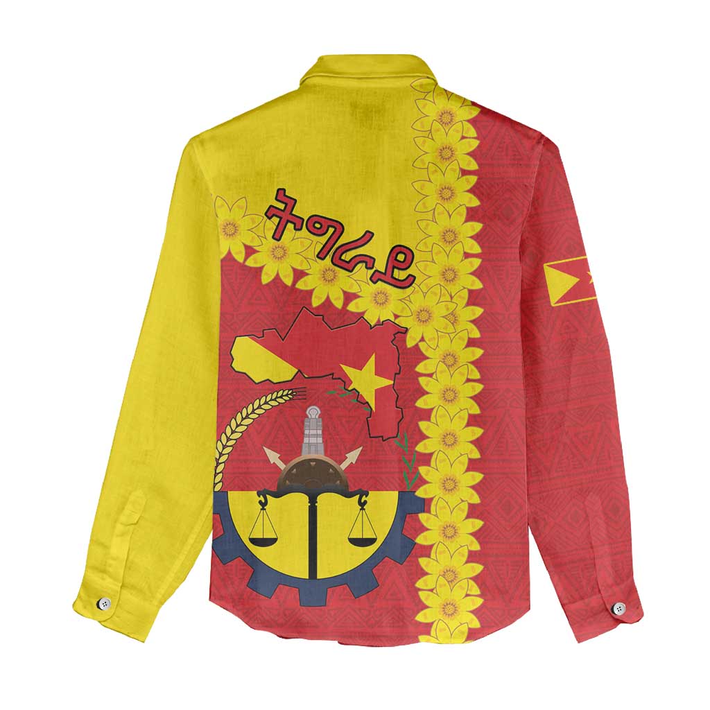 Tigray Ethiopia Women Casual Shirt Tigray Seal With Flag Map - African Pattern LT15