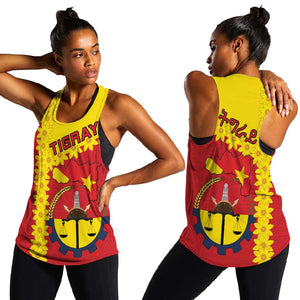 Tigray Ethiopia Women Racerback Tank Tigray Seal With Flag Map - African Pattern