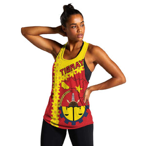 Tigray Ethiopia Women Racerback Tank Tigray Seal With Flag Map - African Pattern