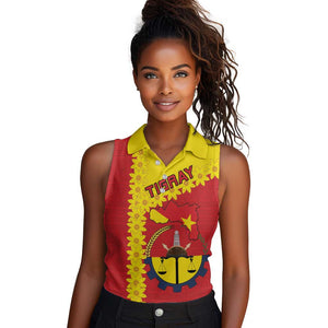 Tigray Ethiopia Women Sleeveless Polo Shirt Tigray Seal With Flag Map - African Pattern