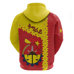 Tigray Ethiopia Zip Hoodie Tigray Seal With Flag Map - African Pattern