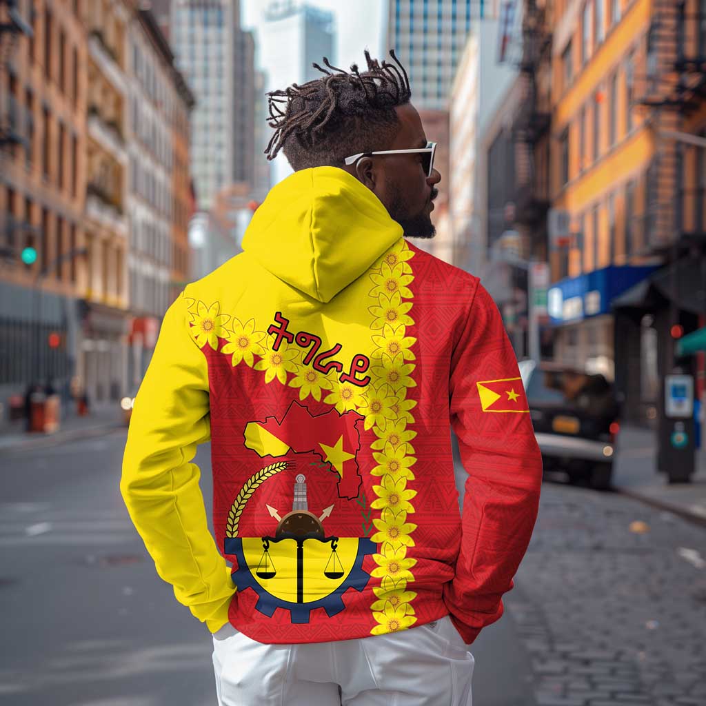 Tigray Ethiopia Zip Hoodie Tigray Seal With Flag Map - African Pattern