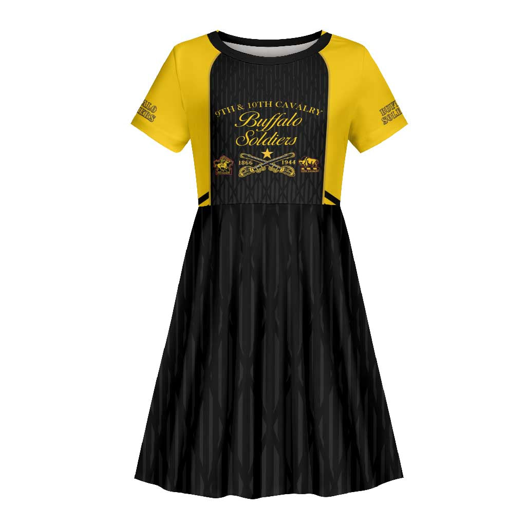 Personalized Buffalo Soldiers Kid Short Sleeve Dress 9th & 10th Cavalry Regiment