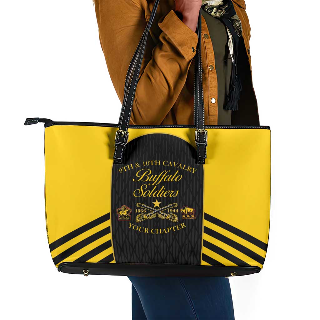 Personalized Buffalo Soldiers Leather Tote Bag 9th & 10th Cavalry Regiment