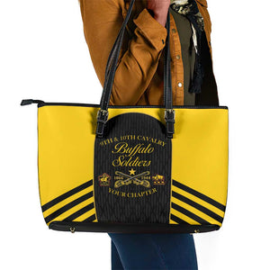 Personalized Buffalo Soldiers Leather Tote Bag 9th & 10th Cavalry Regiment