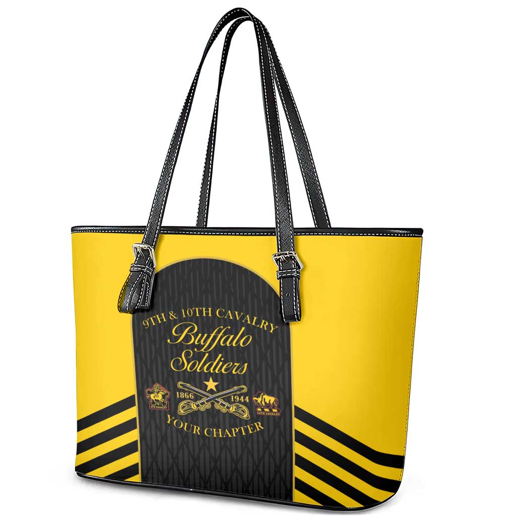 Personalized Buffalo Soldiers Leather Tote Bag 9th & 10th Cavalry Regiment