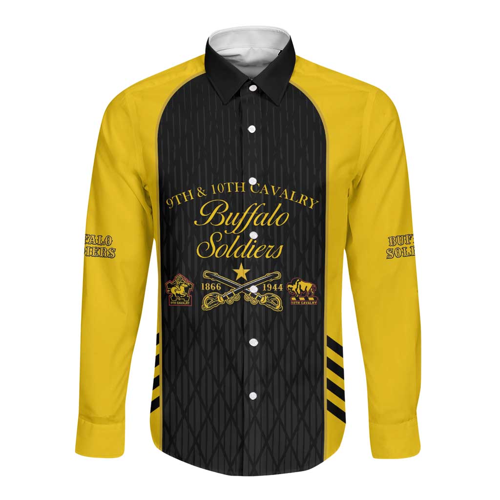 Personalized Buffalo Soldiers Long Sleeve Button Shirt 9th & 10th Cavalry Regiment