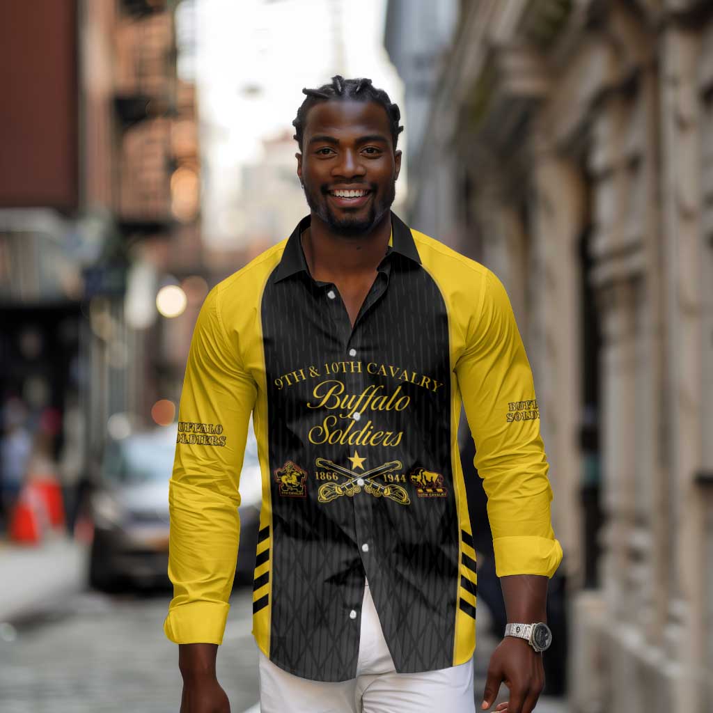 Personalized Buffalo Soldiers Long Sleeve Button Shirt 9th & 10th Cavalry Regiment