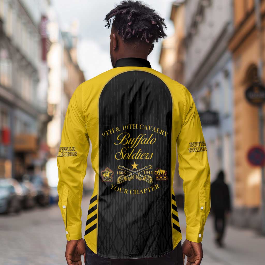 Personalized Buffalo Soldiers Long Sleeve Button Shirt 9th & 10th Cavalry Regiment