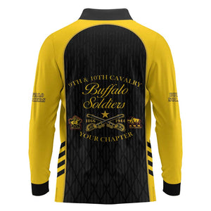 Personalized Buffalo Soldiers Long Sleeve Polo Shirt 9th & 10th Cavalry Regiment