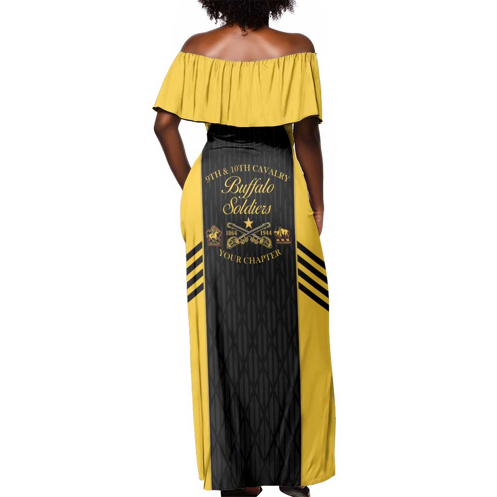 Personalized Buffalo Soldiers Off Shoulder Maxi Dress 9th & 10th Cavalry Regiment