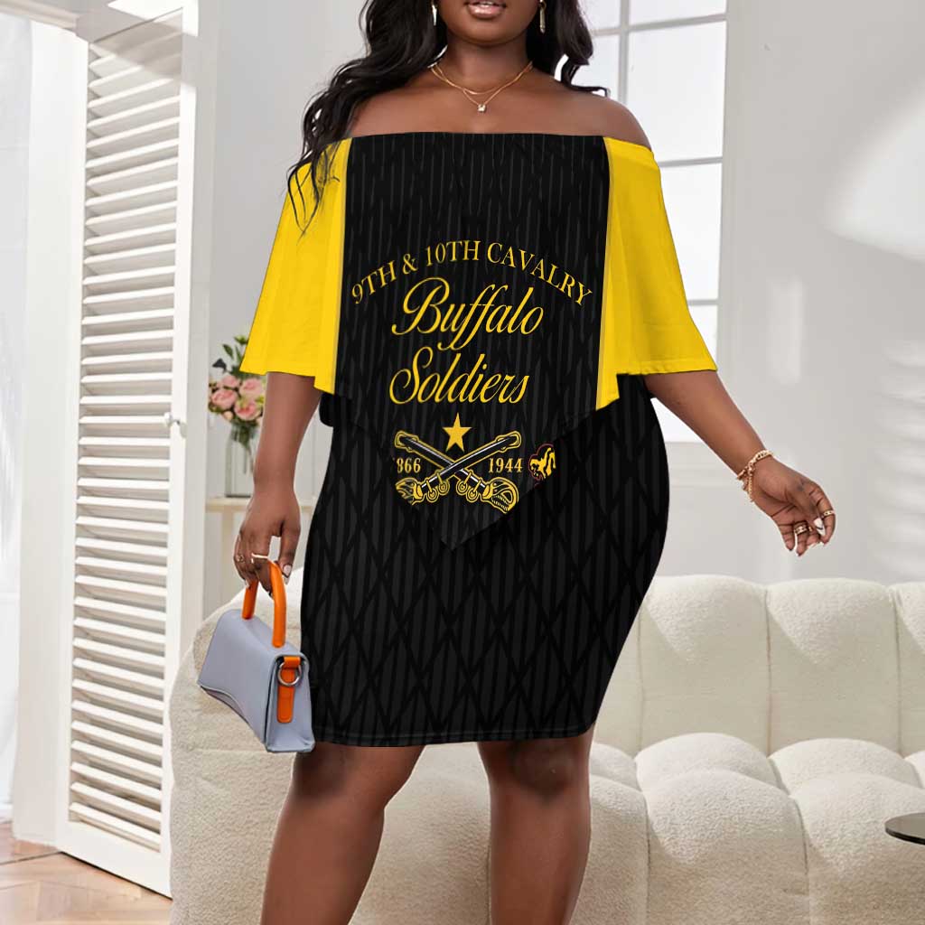 Personalized Buffalo Soldiers Off Shoulder Short Dress 9th & 10th Cavalry Regiment