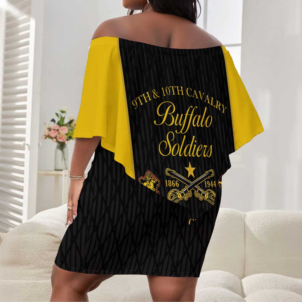 Personalized Buffalo Soldiers Off Shoulder Short Dress 9th & 10th Cavalry Regiment