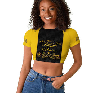 Personalized Buffalo Soldiers Raglan Cropped T shirt 9th & 10th Cavalry Regiment