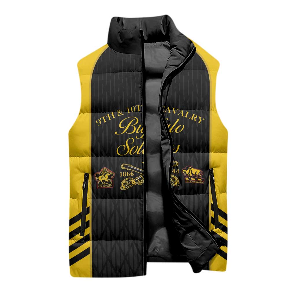 Personalized Buffalo Soldiers Sleeveless Puffer Jacket 9th & 10th Cavalry Regiment