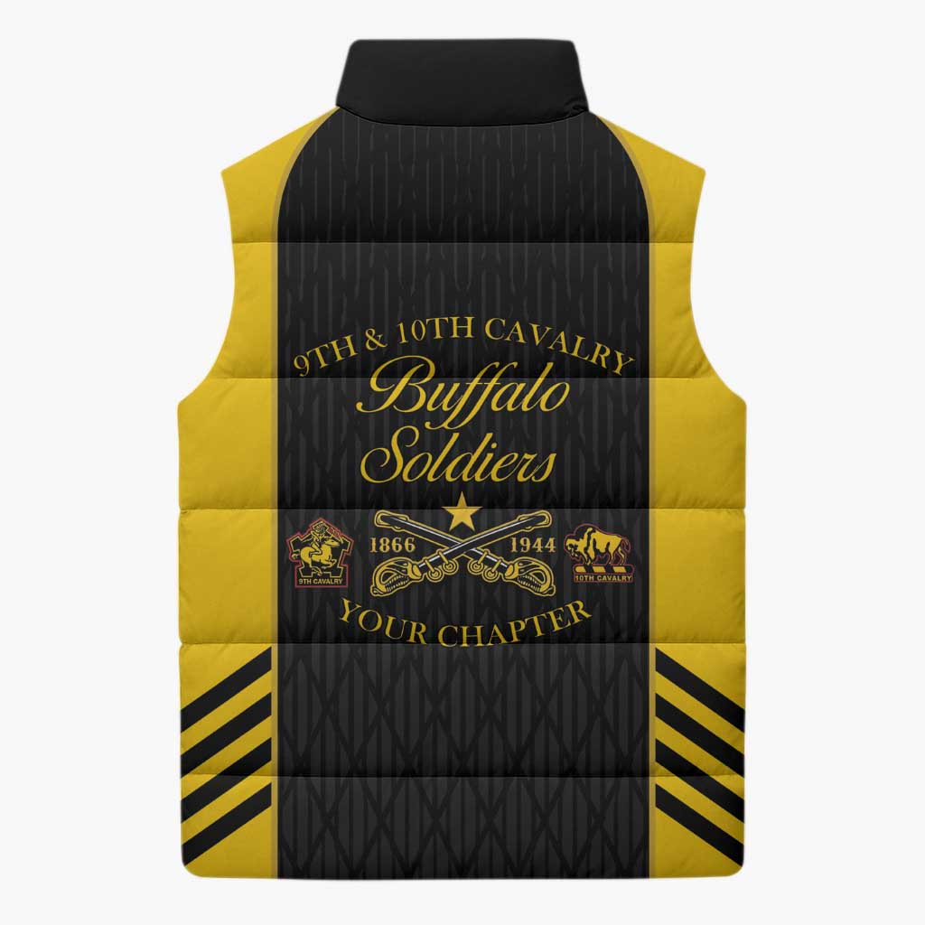 Personalized Buffalo Soldiers Sleeveless Puffer Jacket 9th & 10th Cavalry Regiment