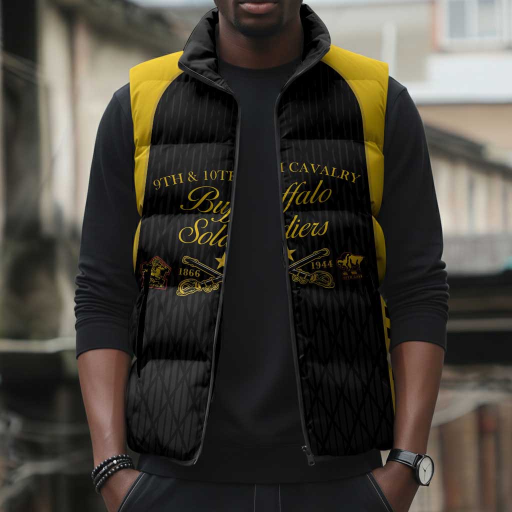 Personalized Buffalo Soldiers Sleeveless Puffer Jacket 9th & 10th Cavalry Regiment