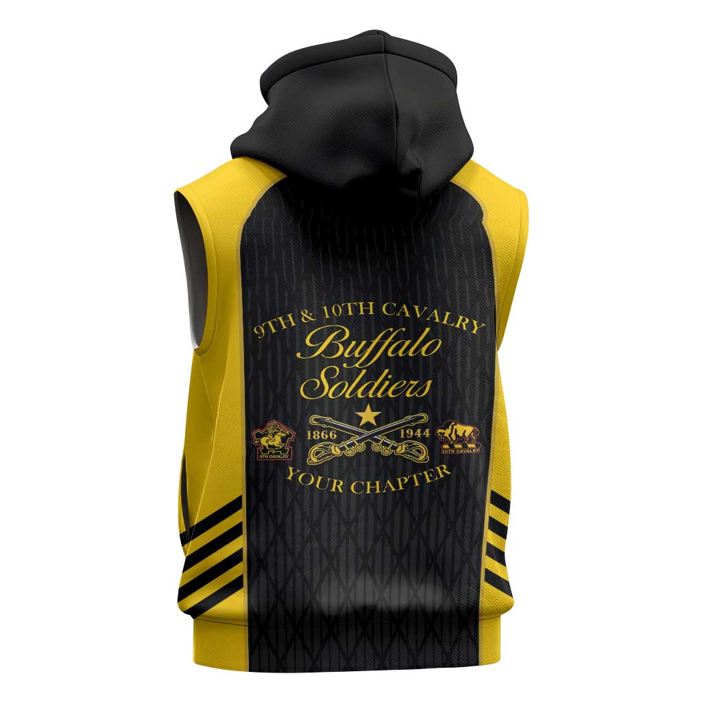 Personalized Buffalo Soldiers Sleeveless Zip Hoodie 9th & 10th Cavalry Regiment
