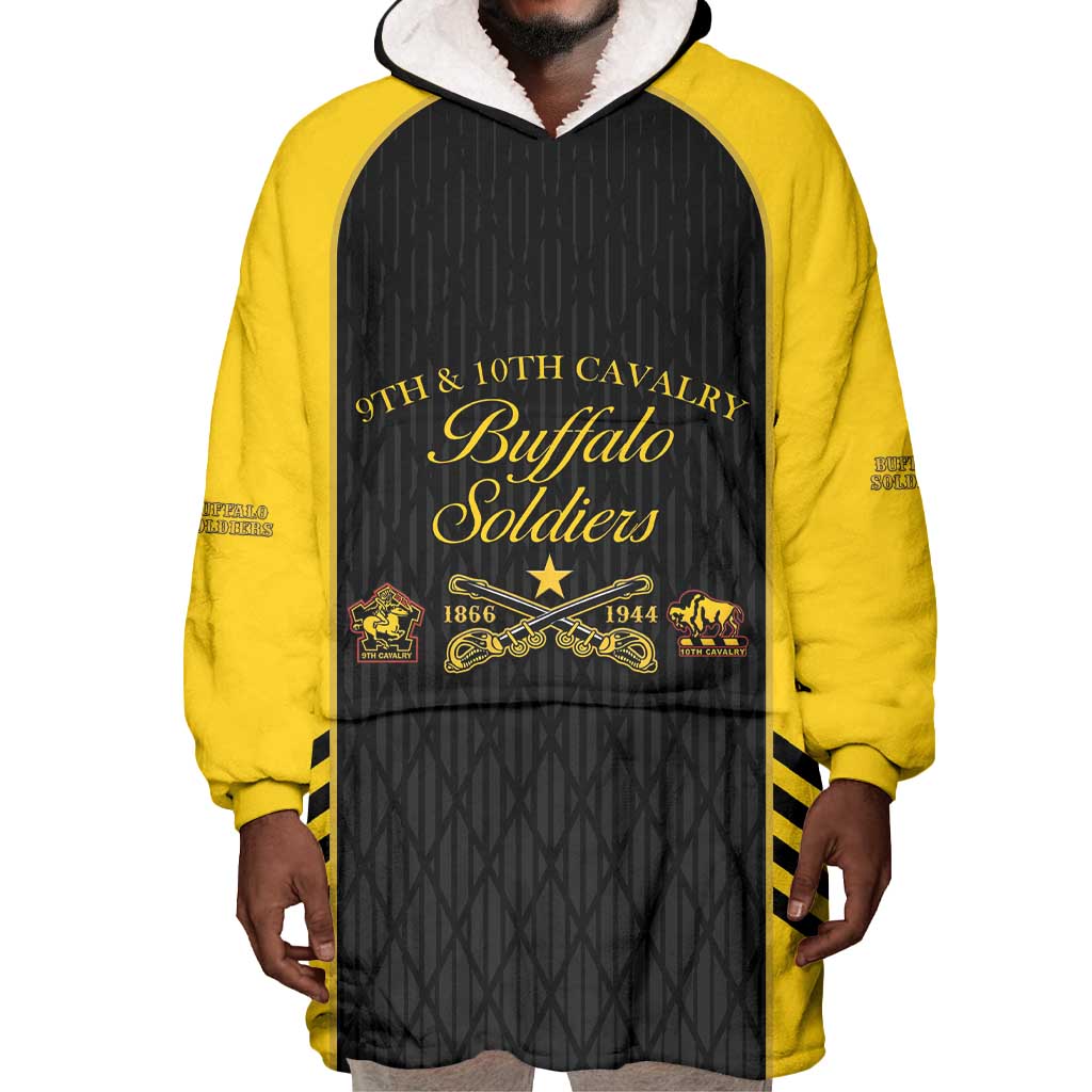 Personalized Buffalo Soldiers Wearable Blanket Hoodie 9th & 10th Cavalry Regiment