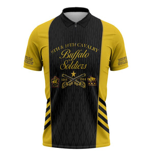 Personalized Buffalo Soldiers Zipper Polo Shirt 9th & 10th Cavalry Regiment