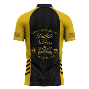 Personalized Buffalo Soldiers Zipper Polo Shirt 9th & 10th Cavalry Regiment