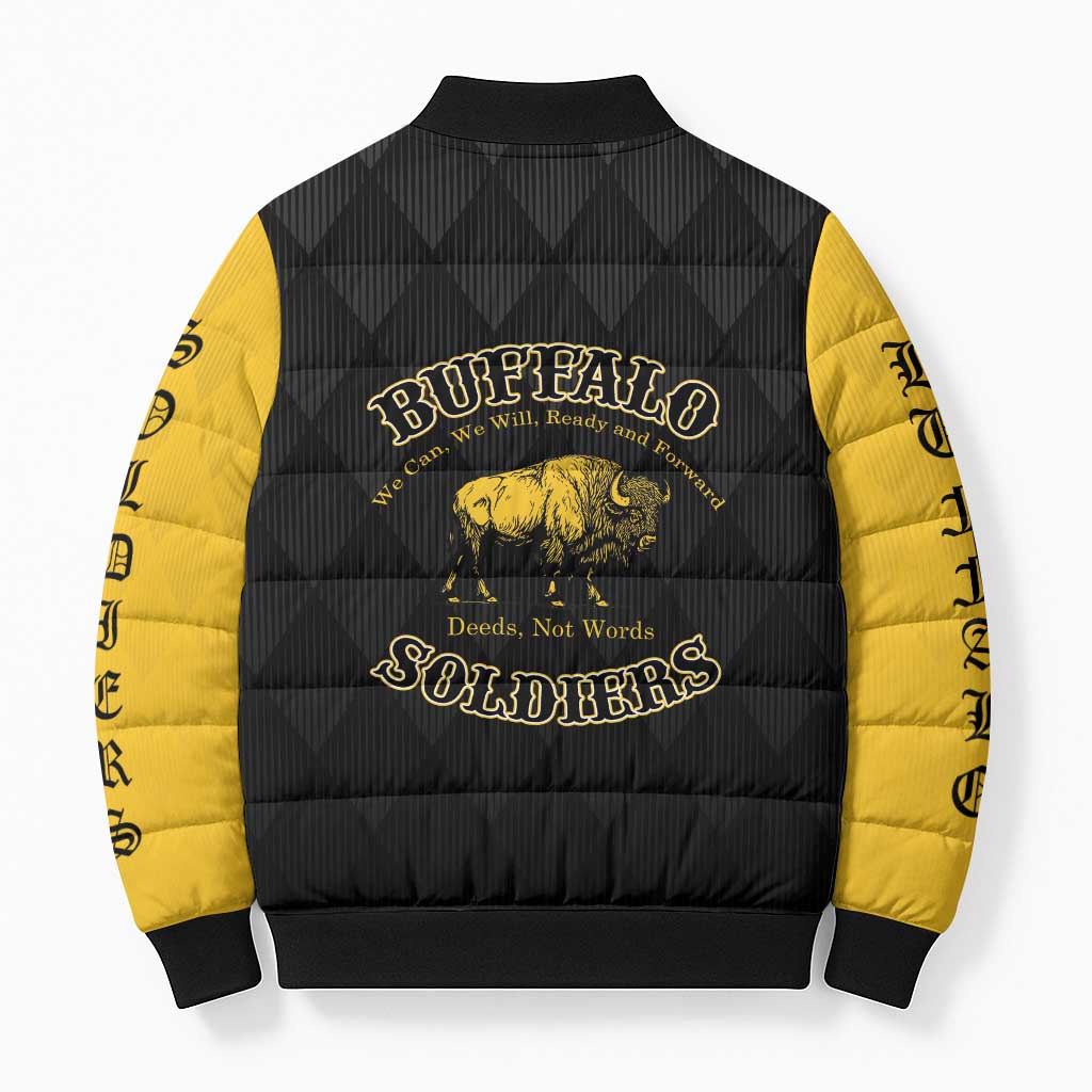 Personalized Buffalo Soldiers Bomber Puffer Jacket We Can We Will Ready and Forward