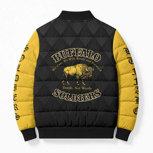 Personalized Buffalo Soldiers Bomber Puffer Jacket We Can We Will Ready and Forward