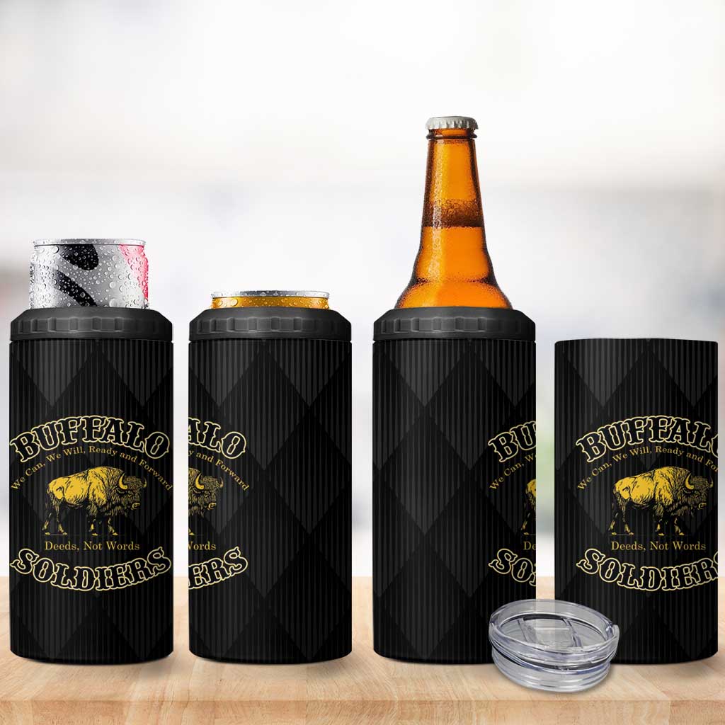 Buffalo Soldiers 4 in 1 Can Cooler Tumbler We Can We Will Ready and Forward