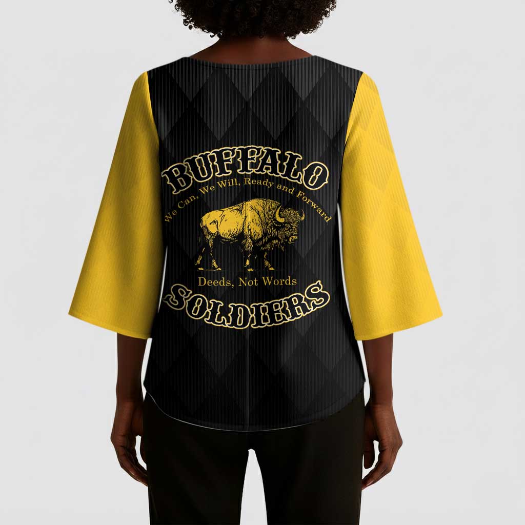 Personalized Buffalo Soldiers Kimono Sleeve Blouse We Can We Will Ready and Forward