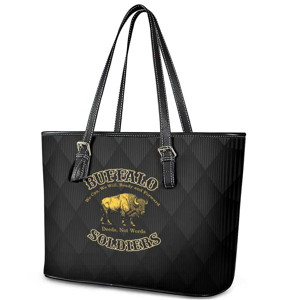 Buffalo Soldiers Leather Tote Bag We Can We Will Ready and Forward