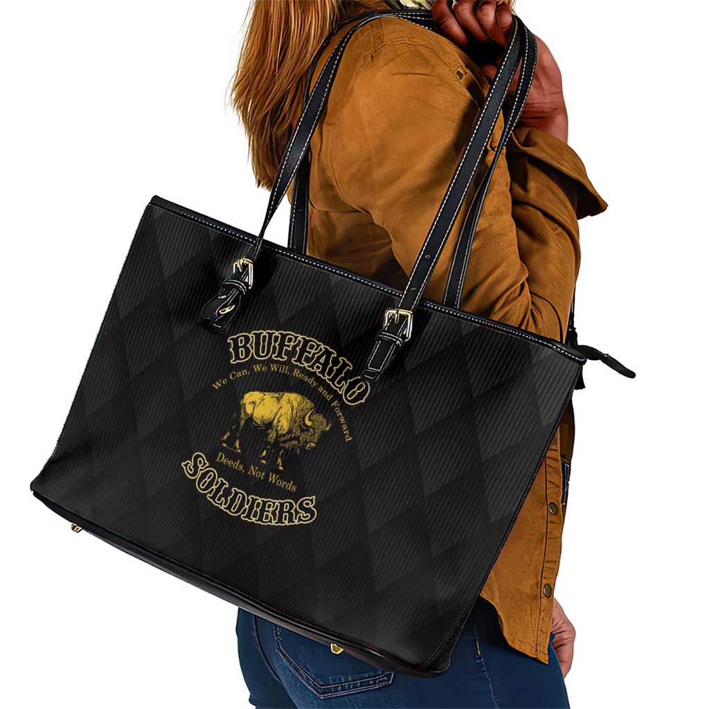 Buffalo Soldiers Leather Tote Bag We Can We Will Ready and Forward
