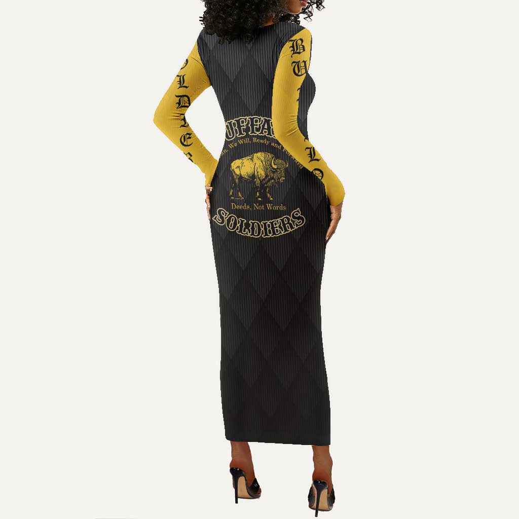 Personalized Buffalo Soldiers Long Sleeve Bodycon Dress We Can We Will Ready and Forward